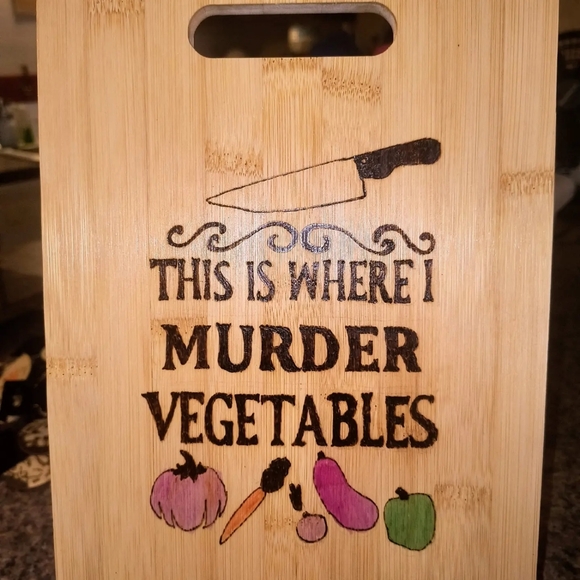 This is Where I Murder Vegetables Bamboo Cutting Board - Picture 2 of 4